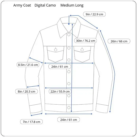 Military Army Combat Uniform Digital Camo Size Medium Long Field Jacket Coat